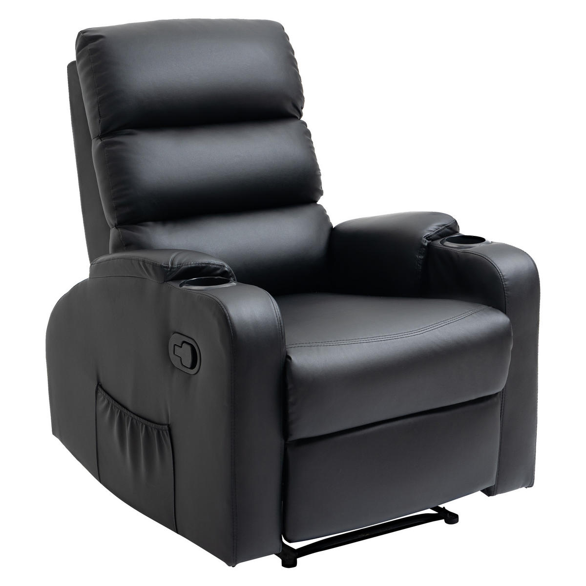 FERNSEHSESSEL DE-15350 mit verstellbarer Rückenlehne und Fußstütze Schwarz - Schwarz, Leder (89/100/79cm) - ComfortXL