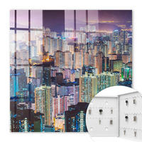 SCHLÜSSELBOX Weiß 30x30 cm – Türöffnung nach rechts - Stadt bei Nacht - Blau, Metall (30/30/5cm) - TULUP