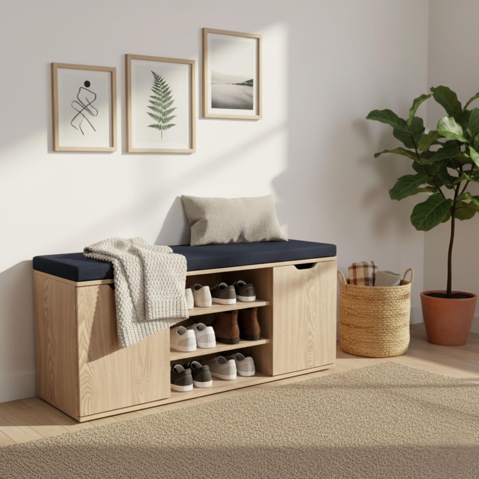 SCHUHSCHRANK Porta 103/30/46 cm - Braun, Holzwerkstoff (30/46/103cm) - BOXIMO