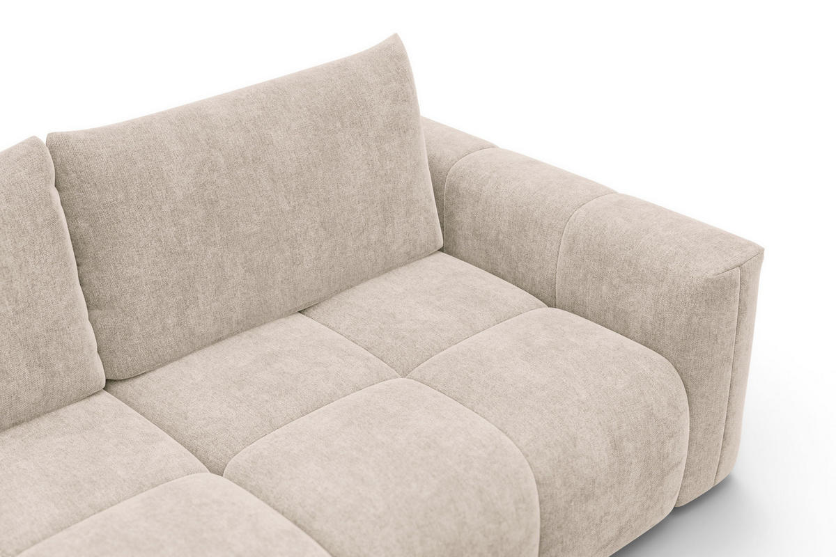 ECKSOFA VERONA 3-Sitzer links, Beige - Beige/Schwarz, Holz/Textil (224/173cm) - Courtois Laville
