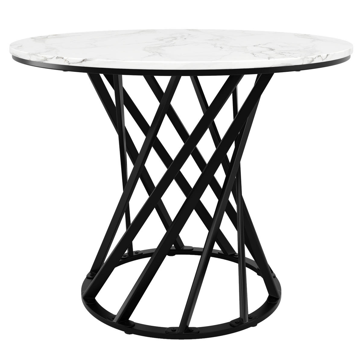 JÍDELNÍ stůl 80/80/76 cm černo-bílý z MDF a kovu s nastavitelnými nožkami - černá, kompozitní dřevo (80/80/76cm) - OKWISH