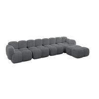 ECKSOFA modulares Sofa Rechts Miko-L3 390x205x75 Dunkelgrau Cord - Graphitfarben/Schwarz, Holzwerkstoff/Kunststoff (390/205cm) - ALTDECOR