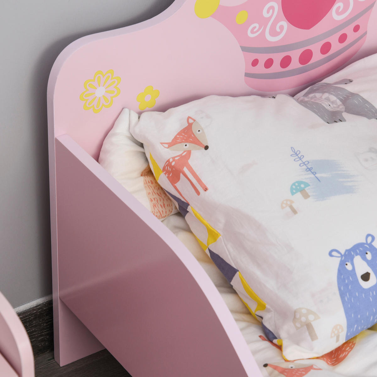 KINDERBETT 140x70 cm DE-14534 mit Prinzessinnen-Krone Rosa - Pink, Holzwerkstoff (70/140cm) - ComfortXL