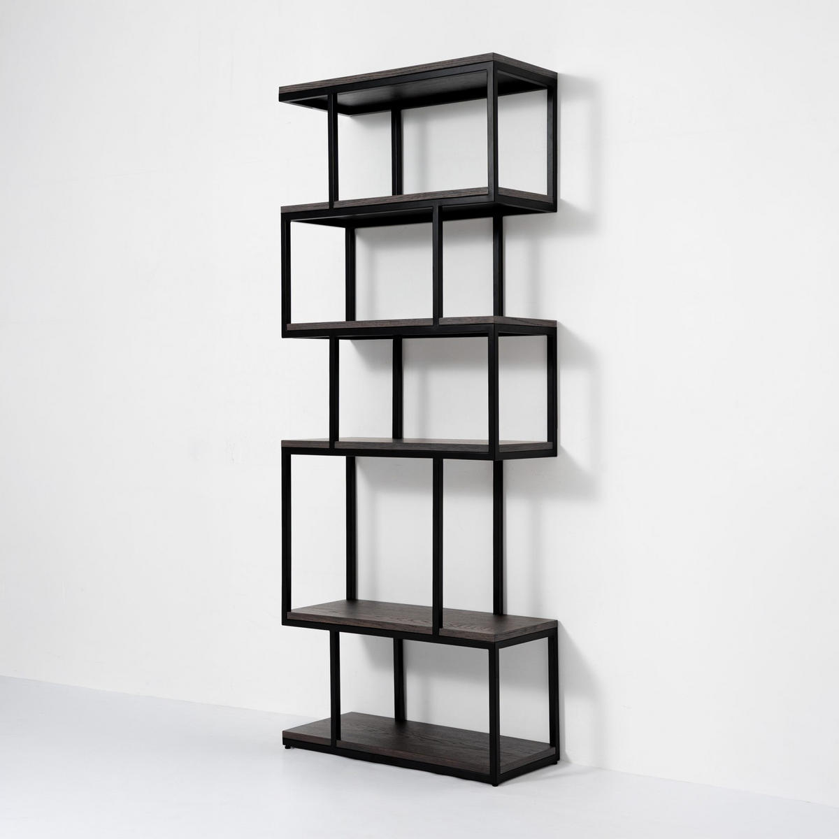 BÜCHERREGAL Wooden, Eiche Espresso, Metall Schwarz - Braun, Holz (70/179/30cm) - WOODEK
