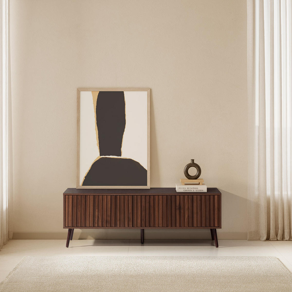 TV-ELEMENT Lluvia 3 Türen, Walnuss-Effekt - Walnussfarben, Holzwerkstoff (130/45/40cm) - VS Venta-stock