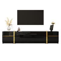 TV-LOWBOARD aus MDF und Spanplatte 180x40x38 cm Schwarz mit Hochglanzfront, 4 Schubladen und 2 Türen - Schwarz, Holzwerkstoff (180/38/40cm) - IVMEU