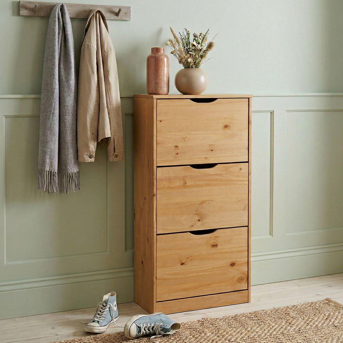 SCHUHSCHRANK BASIL - Braun, Holz (59/116/25cm) - IDIMEX