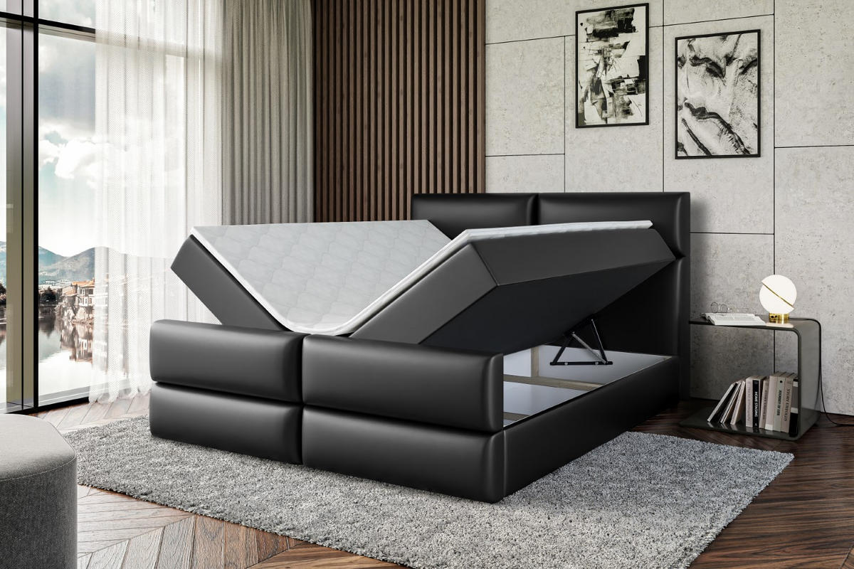 BOXBETT BOXI3-Z - 140x200 cm - H3 - Schwarz Hochglanz - Schwarz Hochglanz, Holzwerkstoff (140/200cm) - ALTDECOR