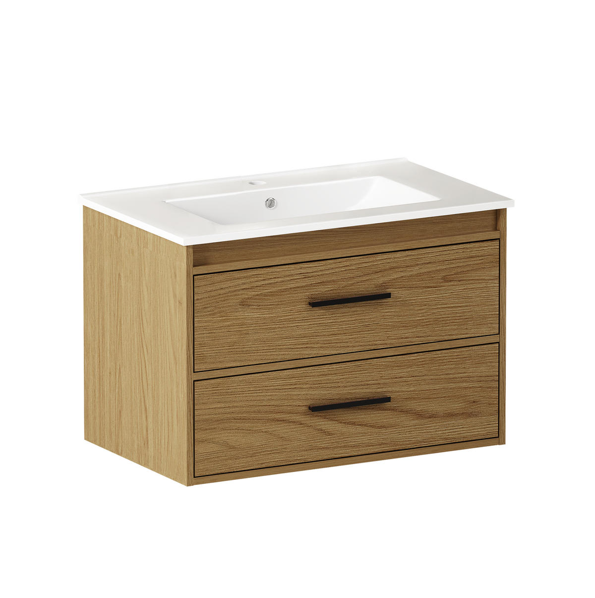 BADEZIMMERSCHRANK 75 cm Hell Eiche mit 2 Schubladen - Eichefarben, Holzwerkstoff (46.5/52/76cm) - Beauniv