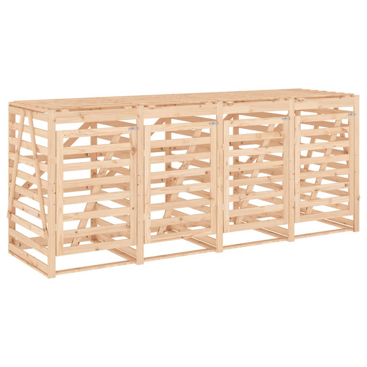 4ER Mülltonnenbox Kiefernholz BOUMI | 318x91,5x128,5cm Natur | Für 4 Tonnen - Naturfarben, Holz (318/128.5/91.5cm) - DELUKE