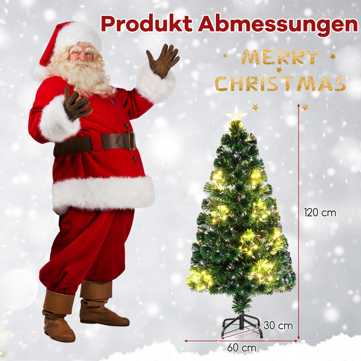 WEIHNACHTSBAUM Glasfaser Tannenform mit LEDs 120 cm grün - Grün, Metall (120cm) - COSTWAY