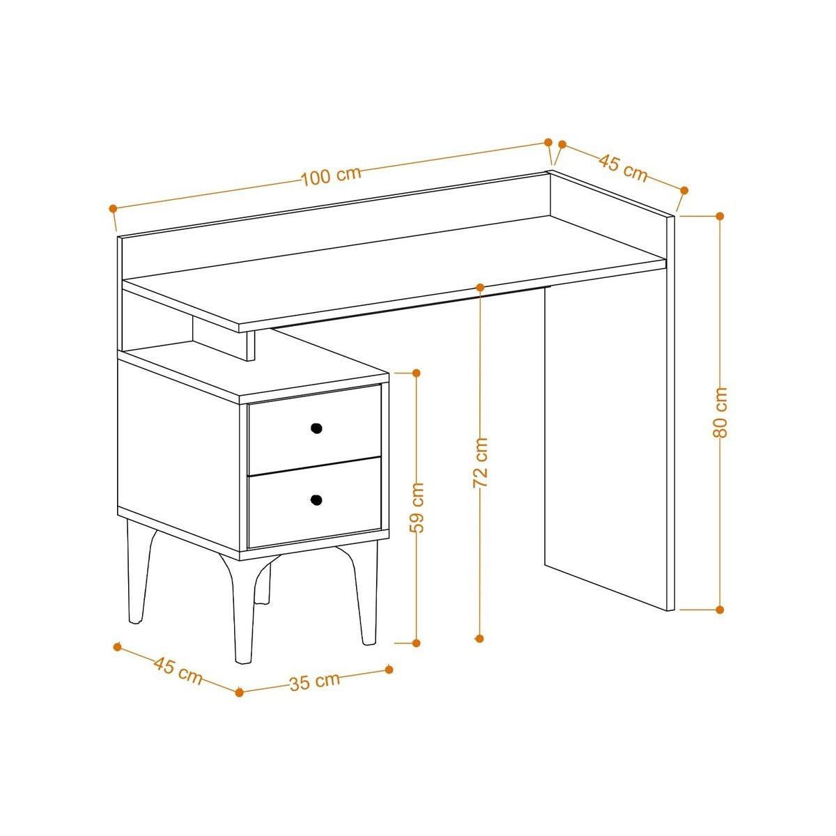 SCHREIBTISCH mit 2 Aufbewahrungsschubladen Holzdekor Eiche B100 cm - PUUK - Apfelbaumfarben, Holzwerkstoff (100/45/80cm) - Calicosy