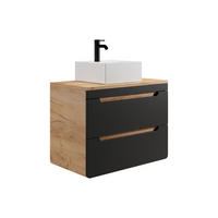 EINZELWASCHTISCH - 80cm x 46cm - Holzspan - anthrazitgrau, naturfarben hell - ARUBA - Anthrazit, Holz (80/59/46cm) - Vente-Unique