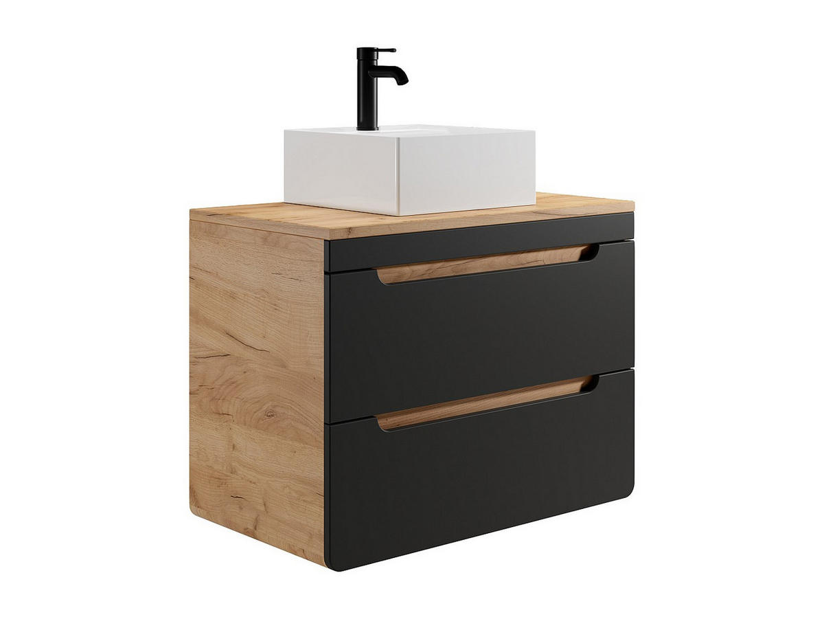 EINZELWASCHTISCH - 80cm x 46cm - Holzspan - anthrazitgrau, naturfarben hell - ARUBA - Anthrazit, Holz (80/59/46cm) - Vente-Unique