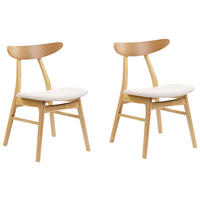 ESSZIMMERSTUHL 2er-Set Gummibaumholz Hellbraun/Hellbeige Lynn - Hellbraun, Holz/Textil (49/78/47cm) - Beliani