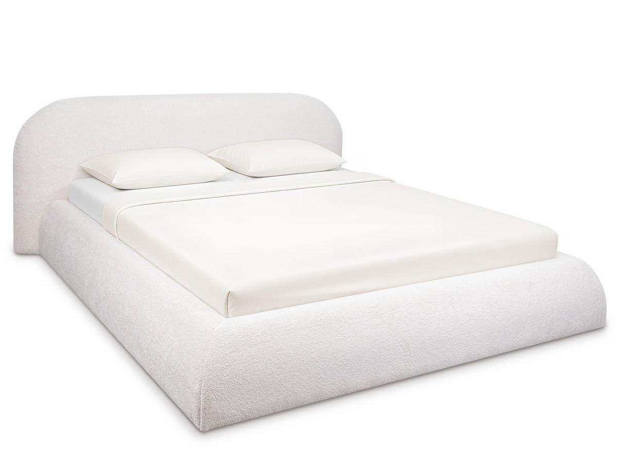 POLSTERBETT Lumi Creme 160/200 cm Boucle mit Bettkasten - Creme, Textil/Metall (160/200cm) - wonello