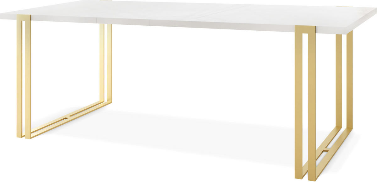 ESSTISCH Stella rechteckig ausziehbar, Weiß 120-220/80/76 cm - Goldfarben/Weiß, Holzwerkstoff/Metall (120/80/76cm) - WFL GROUP