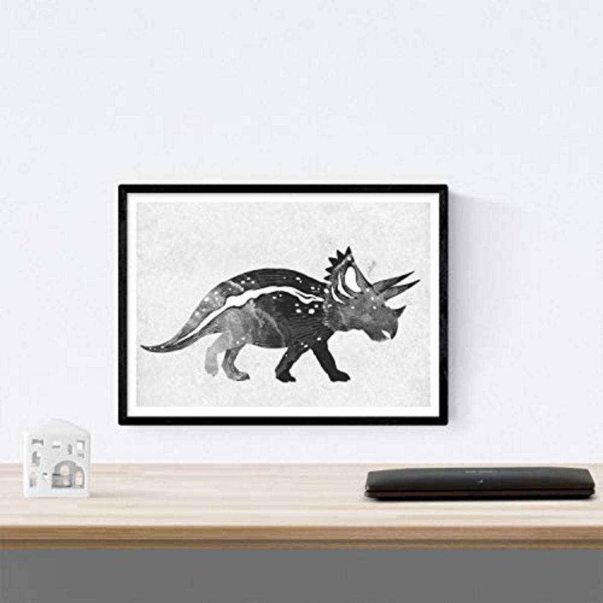 POSTER Set mit 4 schwarze Dinosaurier A3 Rahmenlos - Klar, Papier (29.7/3cm) - Nacnic