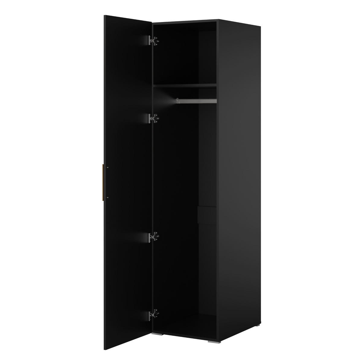 DREHTÜRENSCHRANK Napoli 1D 50 Schwarz (schwarzer oder goldener Griff) - Silberfarben/Schwarz, Holzwerkstoff/Kunststoff (50/35/60cm) - mzm24