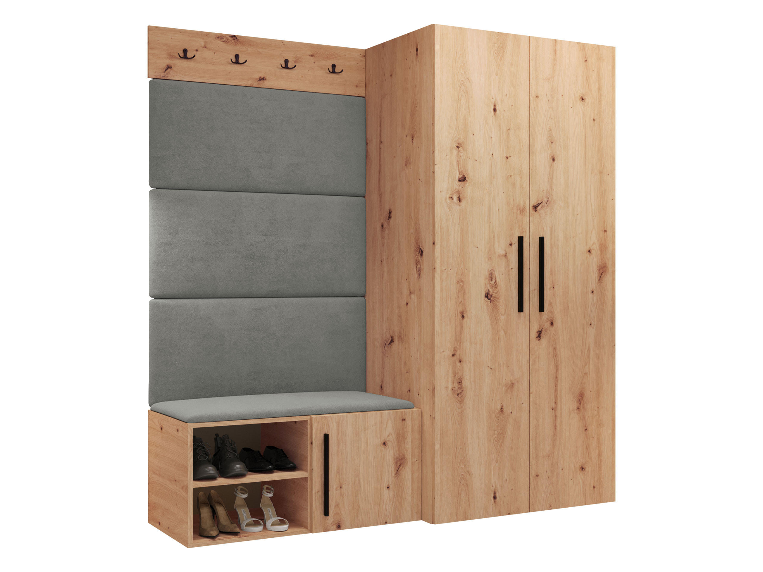 GARDEROBEN-SET Medi I - Schwarz/Eiche Artisan, Holzwerkstoff/Kunststoff (80/191/50cm) - MIRJAN24