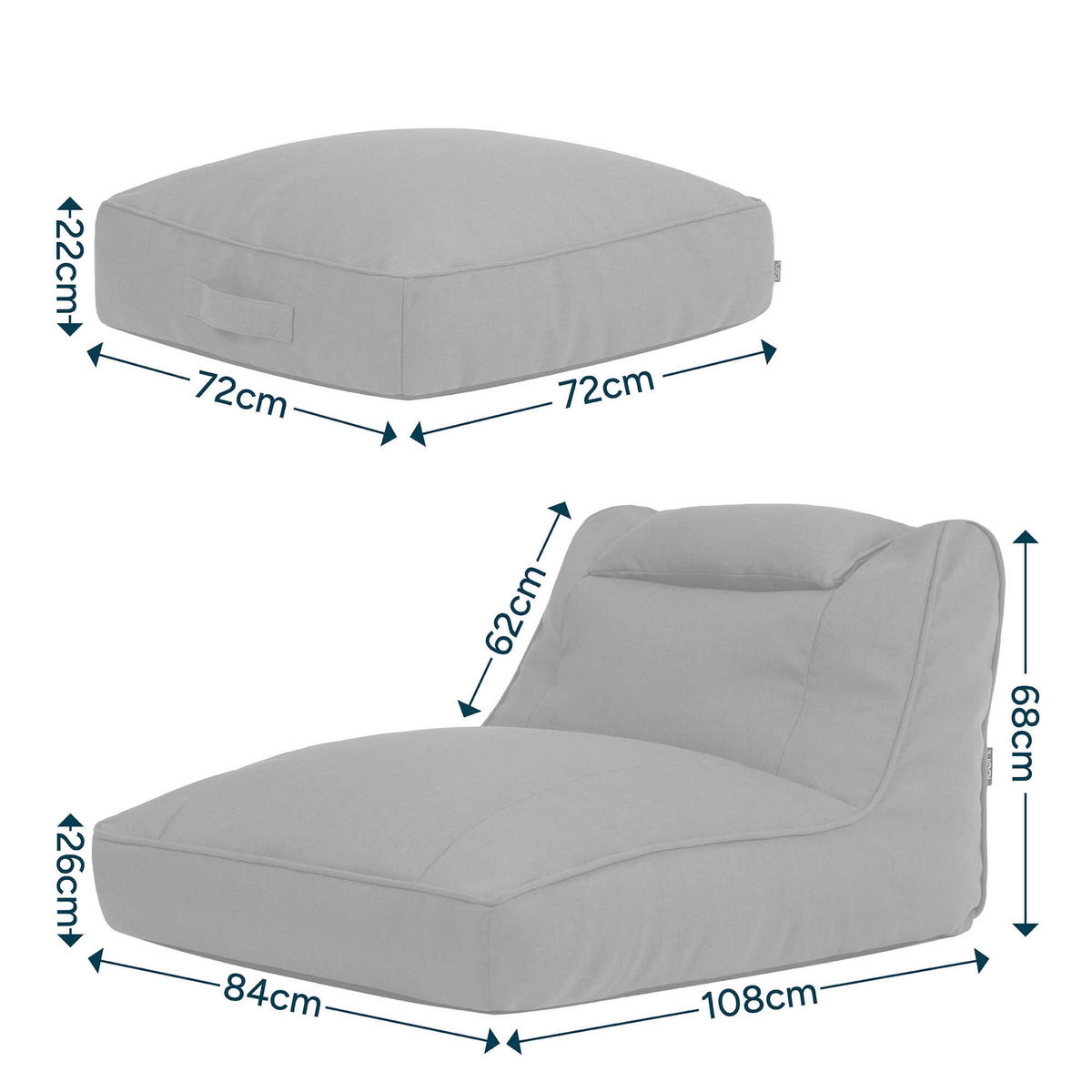 SITZSACK Outdoor mit Bodenkissen Nova - Orange, Textil (84/68/180cm) - icon