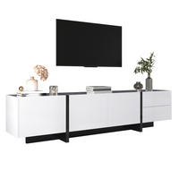 TV-ELEMENT 190 cm Hochglanz Weiß Schwarz mit Türen und Schubladen - Weiß, Holzwerkstoff (35/45/190cm) - Korfee