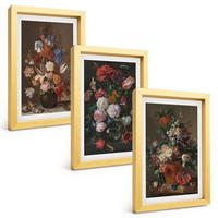 BILDER SET 3er Set - 20x30 cm Goldrahmen - Blumenarrangements in Vasen - Goldfarben, Kunststoff (20/30cm) - TULUP
