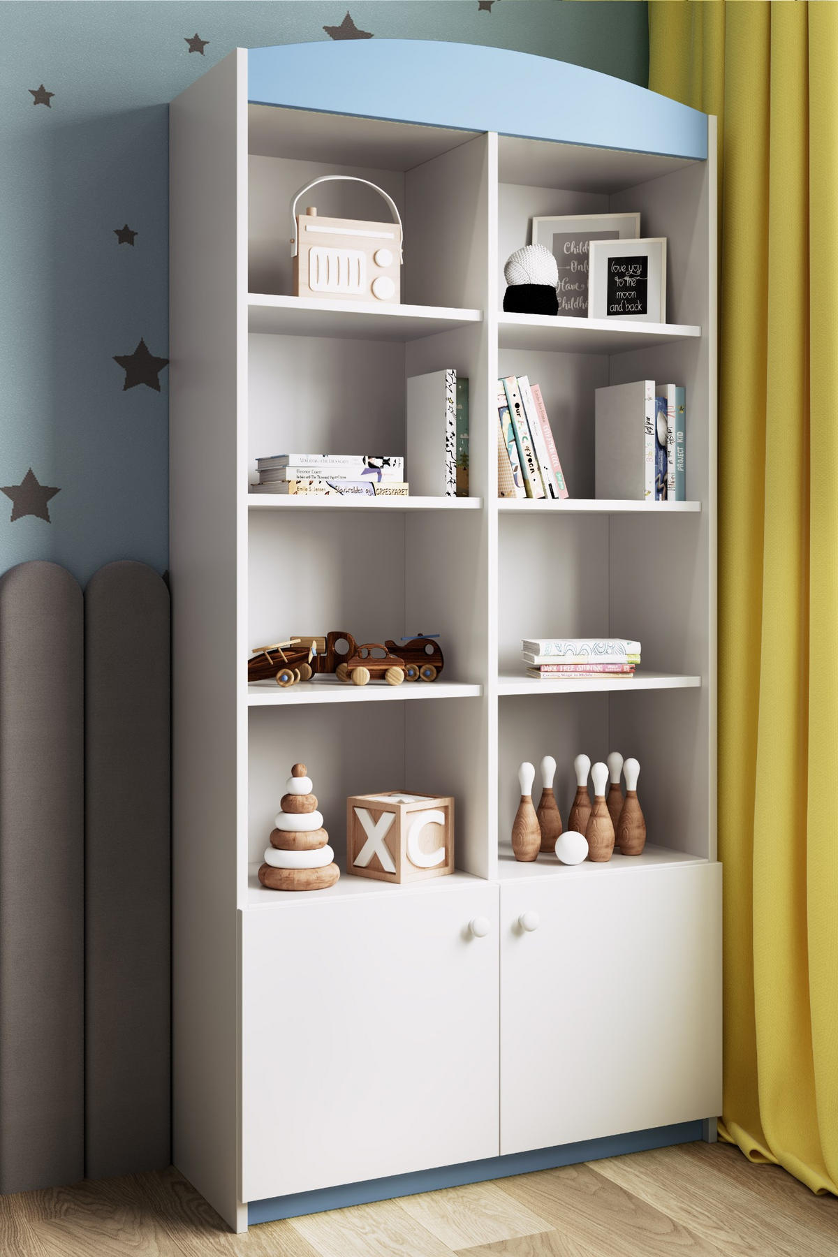 KINDERREGAL II Babydreams 90\180\36 - Blau, Holzwerkstoff (90/180/36cm) - Kocot Kids