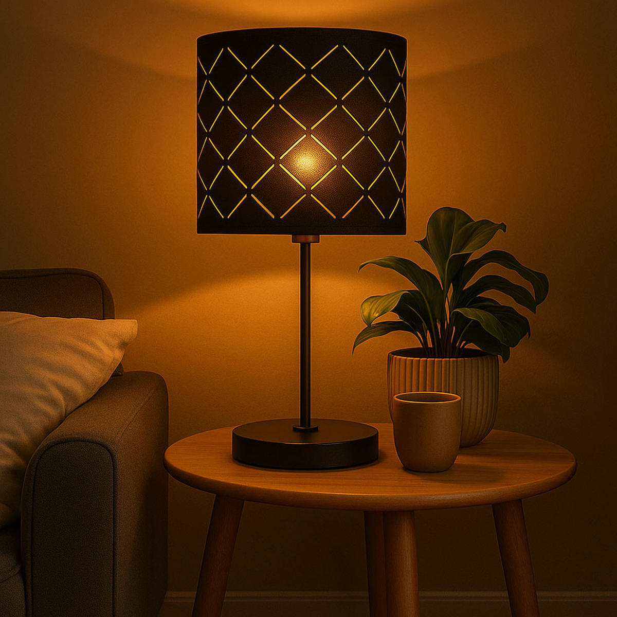 LED TISCHLEUCHTE SUNNA Samt Schwarz - Schwarz, Metall (15/15/35cm) - Globo Lighting