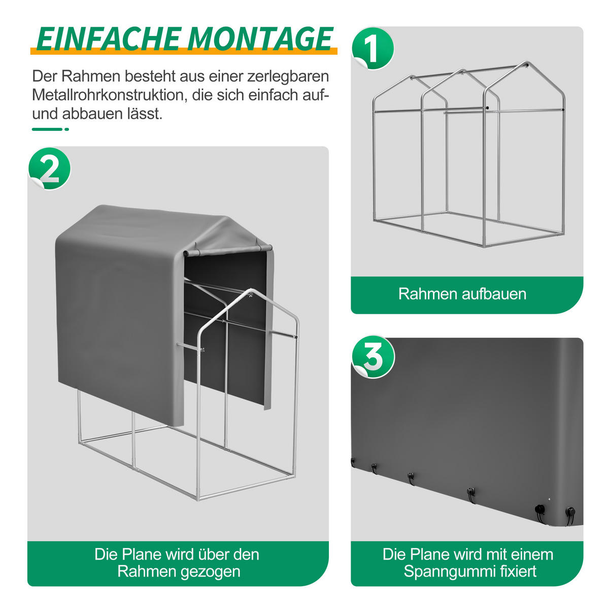 KLEINGARAGE aus verzinktem Stahl 187x100x160 cm in Dunkelgrau - Dunkelgrau, Metall (100/160/187cm) - Modfu