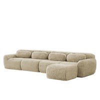 MODULARES Ecksofa aus Plüsch in Beige mit Chaiselongue - Beige, Textil (179/73/378cm) - Modfu