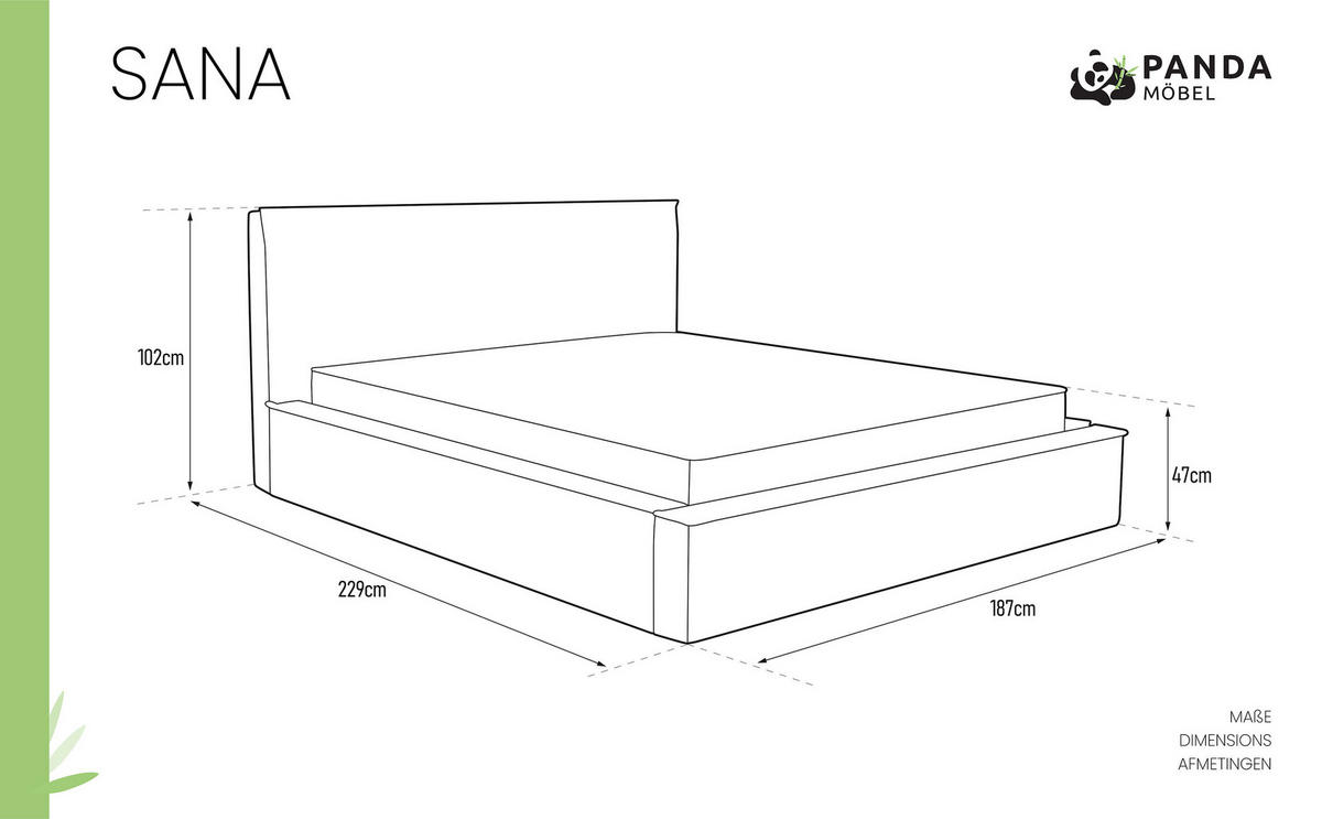 POLSTERBETT SANA 160x200cm Elegantes Polsterbett für modernen Wohnstil , Taschenfederkernmatratze mit kokos KORNOS (20cm), Currygelb - Currygelb, Holz (160/200cm) - Panda Möbel