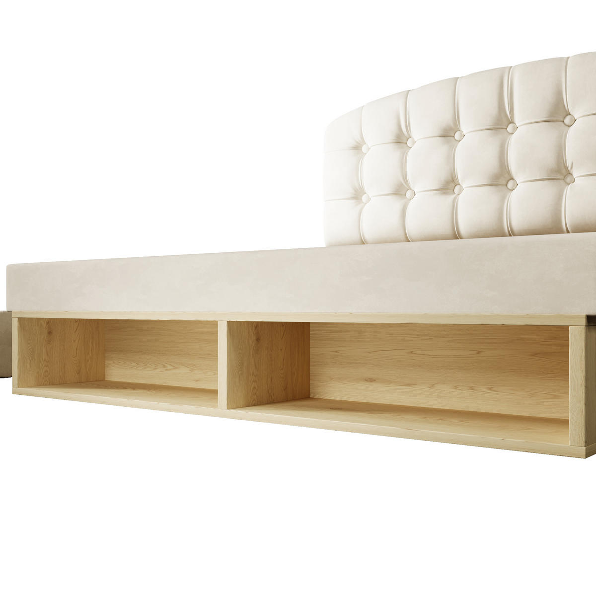 POLSTERBETT 140/190 cm in Beige mit Schubladen, Regal und Stauraum Samt - Beige, Holzwerkstoff/Textil (140/190cm) - STILVORA