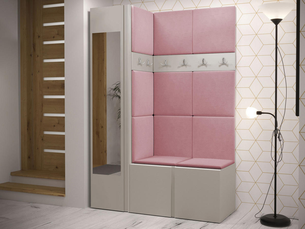 GARDEROBEN-SET Orion X - Kaschmir/Rosa, Holzwerkstoff/Kunststoff (124/186/46cm) - MIRJAN24