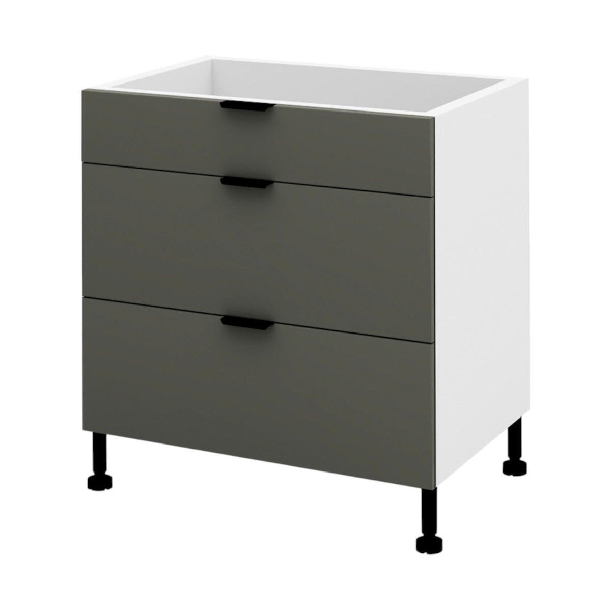 SCHUBLADENSCHRANK – 80 cm – KU-D80S3 – Lunara – Dunkelgrau - Dunkelgrau, Holzwerkstoff (80/72/52cm) - hi-markt
