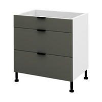 SCHUBLADENSCHRANK – 80 cm – KU-D80S3 – Lunara – Dunkelgrau - Dunkelgrau, Holzwerkstoff (80/72/52cm) - hi-markt