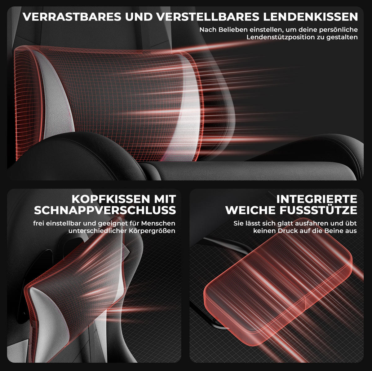 GAMING-STUHL ergonomisch PVC Black White - Weiß, Kunststoff (63/120.5/58.5cm) - Meubliv