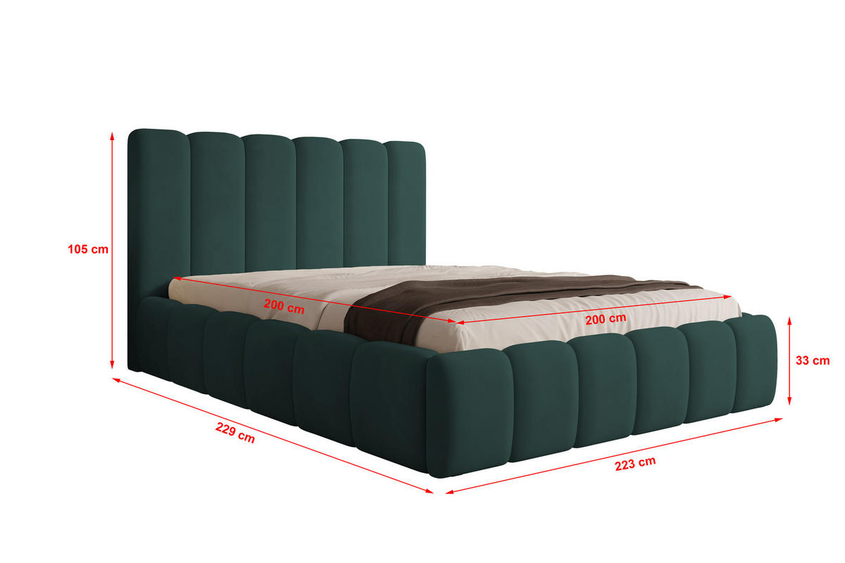 POLSTERBETT Vilo 200x200 mit Bettkasten und Stabilem Metallgestell - Türkis, Textil (200/200cm) - Storez24