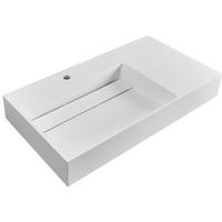 HÄNGEWASCHBECKEN Weiß 90/48 cm Mineralguss Cusco - Weiß, Naturmaterialien (90/13/48cm) - Beliani