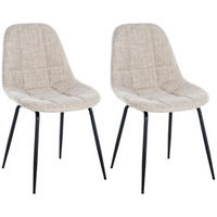 STUHL 2er Set Stoff creme - Creme/Schwarz, Textil/Metall (46/82/52cm) - CLP