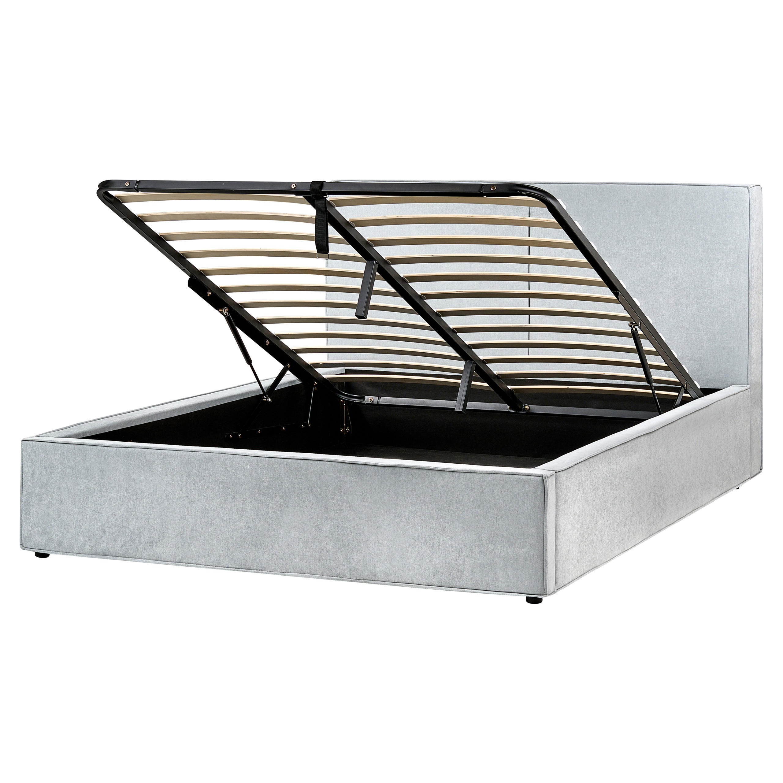 BETT mit Stauraum 160/200 cm Hellblau Moissac - Blau/Schwarz, Textil (160/200cm) - Beliani