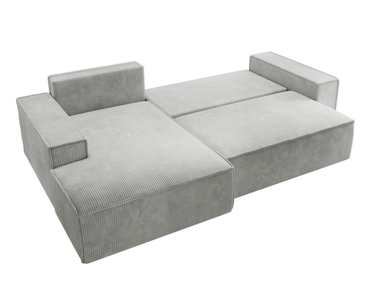 ECKSOFA Farese Hellgrau Cordbezug - Hellgrau/Schwarz, Kunststoff/Textil (267/167cm) - Selsey