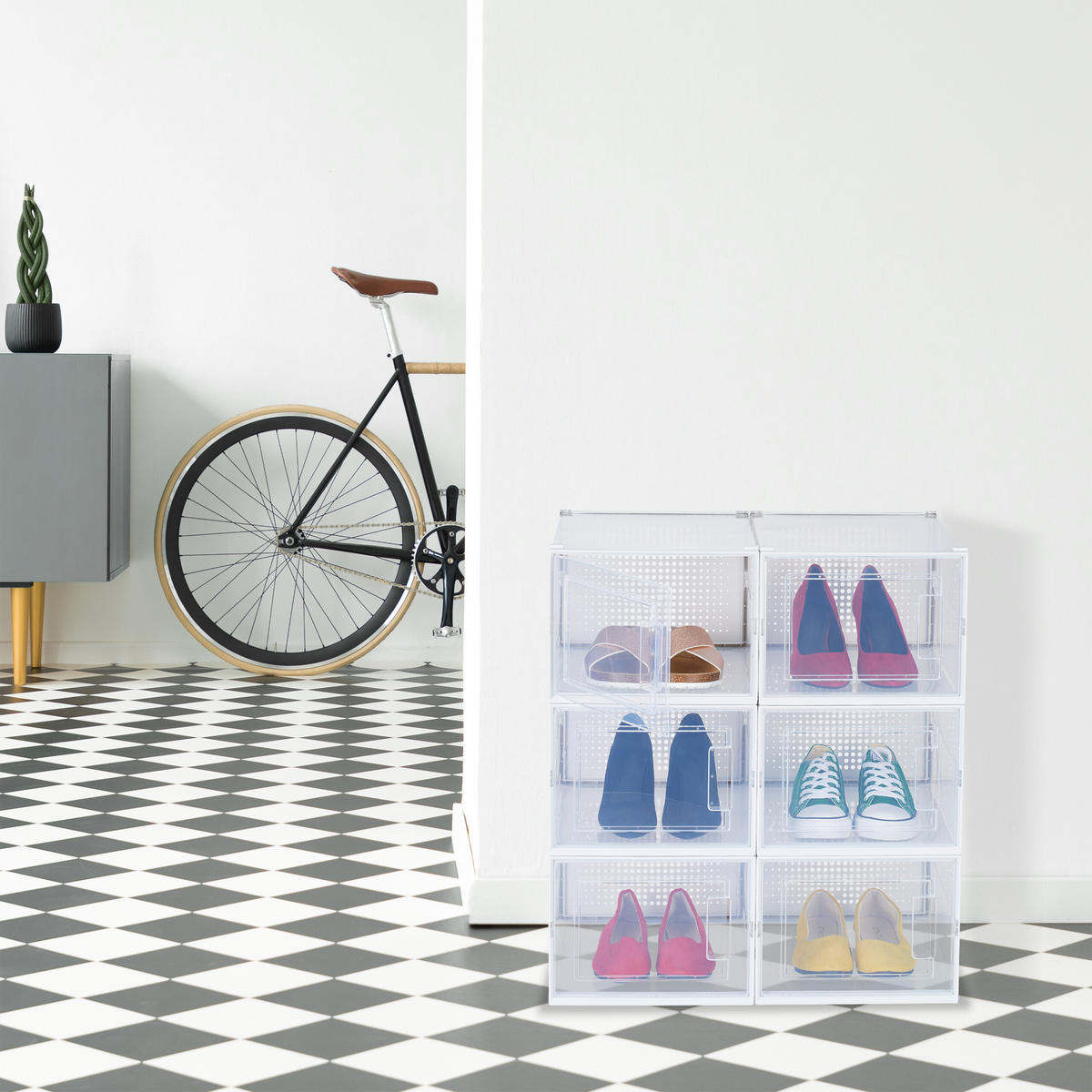 6XÚLOŽNÉ boxy - priehľadné, plast (28/21/36cm) - Relaxdays