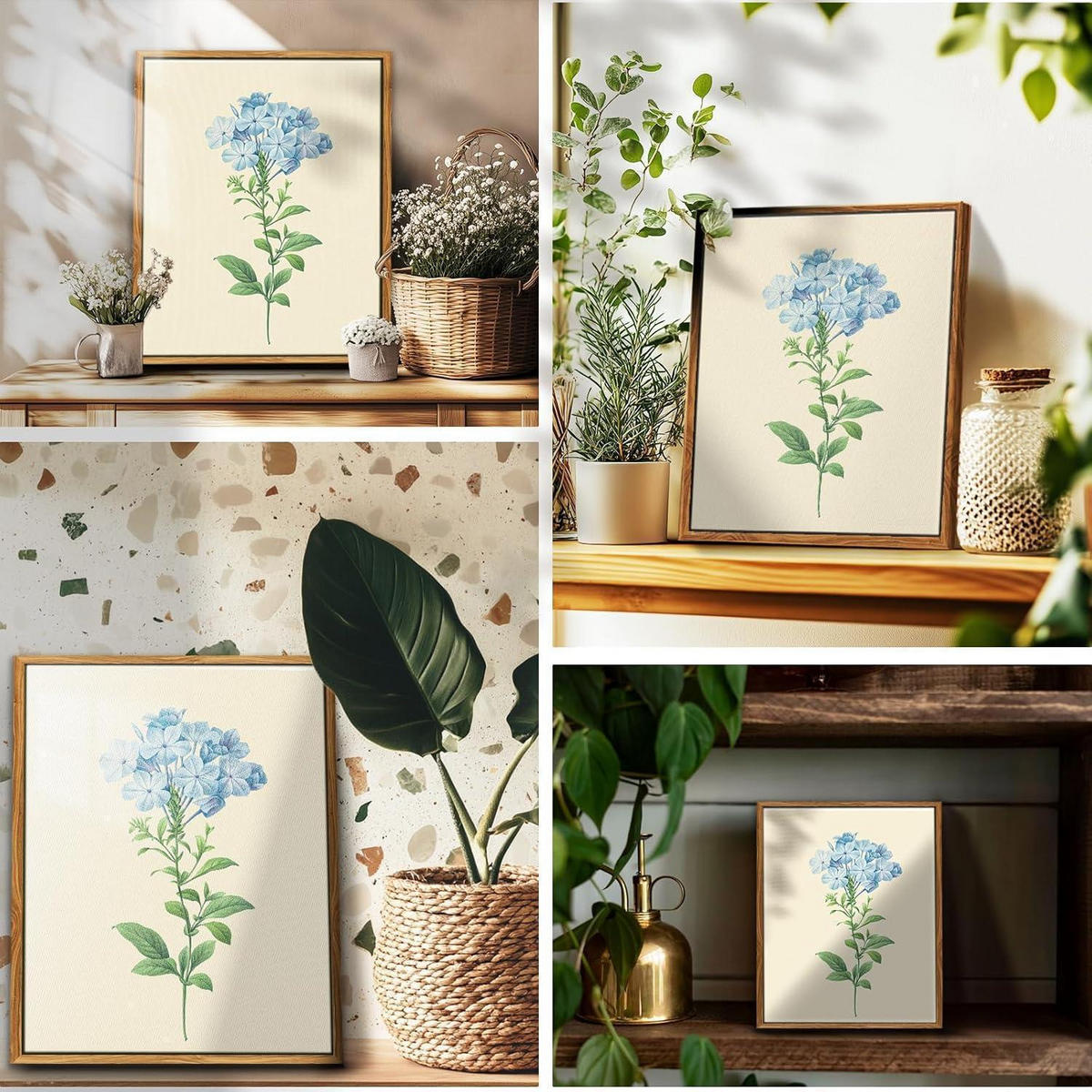 LEINWANDBILD mit Rahmen Botanisch 30 x 40 cm - Blau, Holz (30/0.5cm)