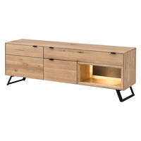 LOWBOARD Massivholz Idalia 183x65x45 TV-Unterteil Wildeiche Bianco geölt/Granit - Naturfarben, Holz (183/65/45cm) - 58aufmkessel