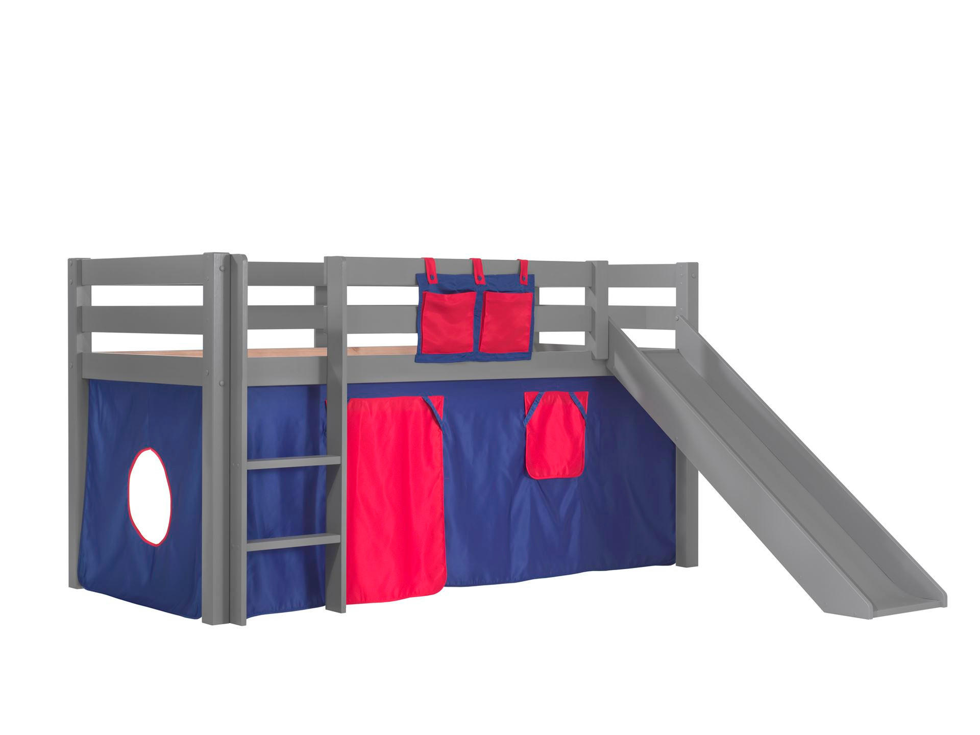 58aufmkessel Hochbett Grau, Dunkelblau 90x200 cm