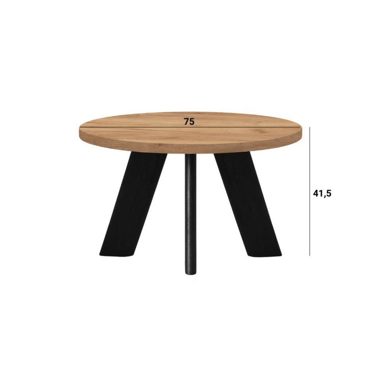 COUCHTISCH LEX Durchmesser 75 cm, Minimalistisch und zeitlos, Eiche Lefkas/Weiß - Dunkelbraun/Weiß, Holz (60/60/41cm) - Dekori_Interiors