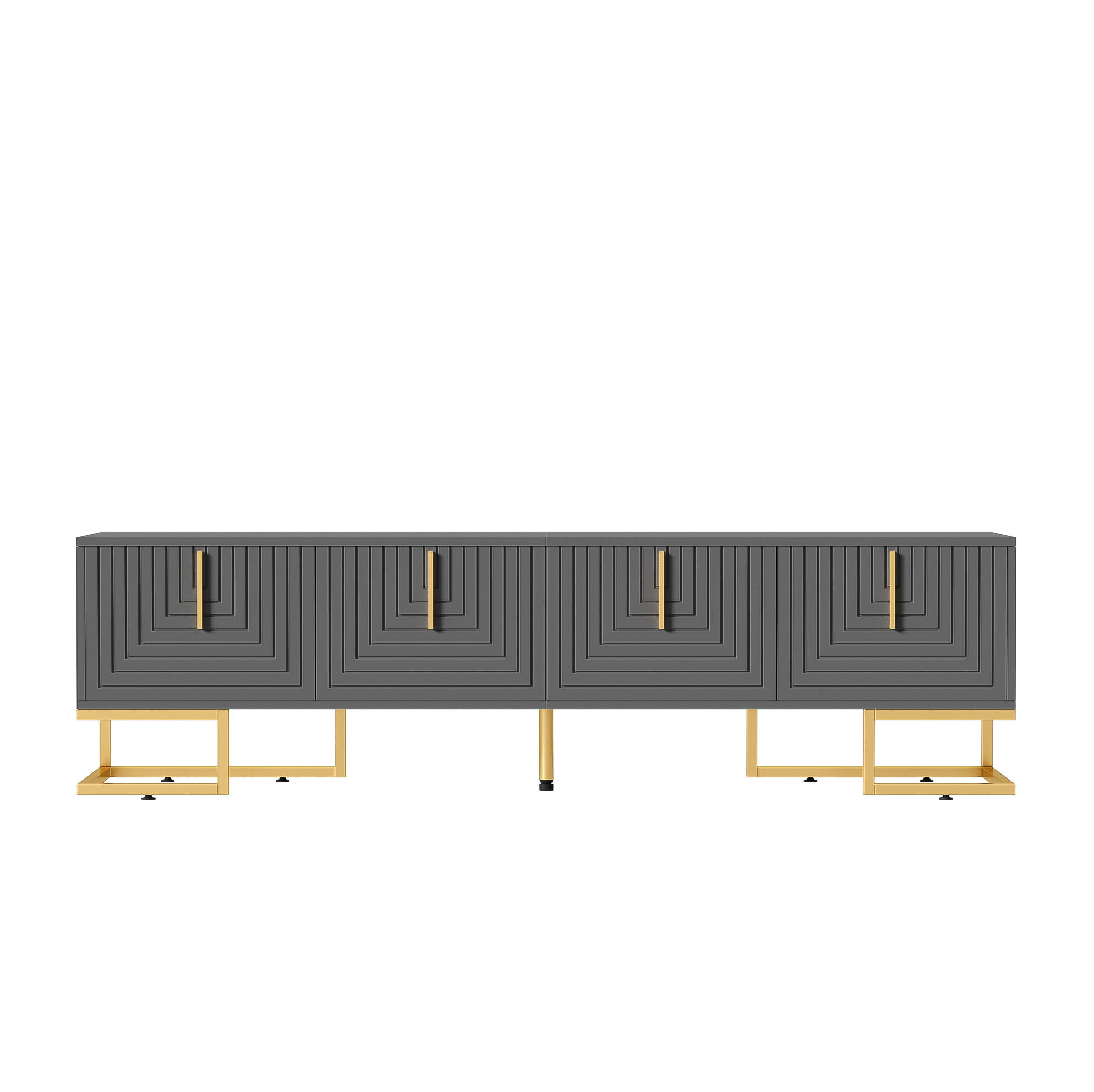 LOWBOARD in Grau und Gold TV-Schrank mit strukturierter Tür für Wohnzimmer, B170/T40/H45.5 cm - Goldfarben/Grau, Holzwerkstoff/Metall (170/45.5/40cm) - STILVORA