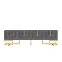 LOWBOARD in Grau und Gold TV-Schrank mit strukturierter Tür für Wohnzimmer, B170/T40/H45.5 cm - Goldfarben/Grau, Holzwerkstoff/Metall (170/45.5/40cm) - STILVORA