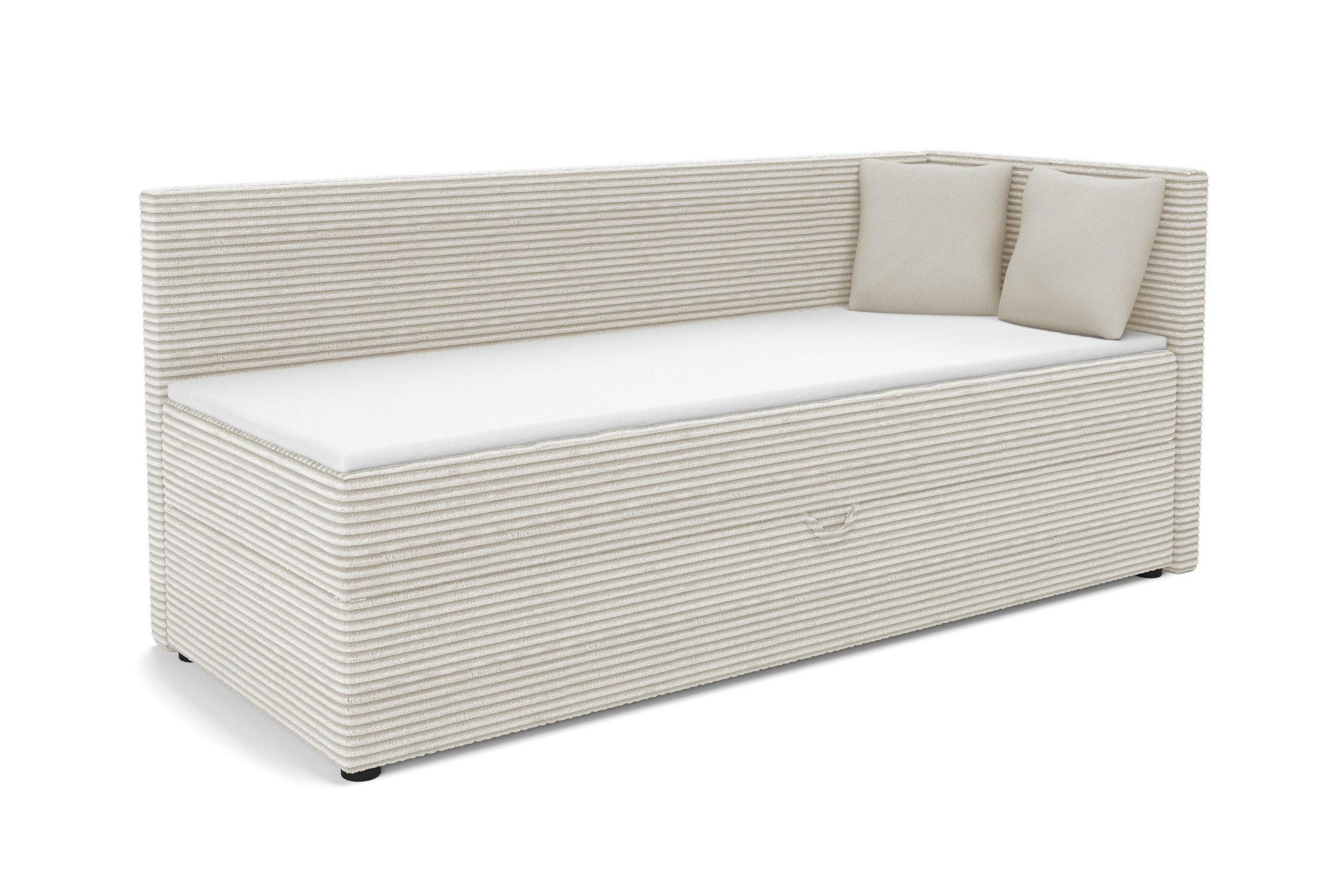 BOXBETT ROBERTO 100/200 in Cord Ecru H4 rechts - Ecru, Holz/Holzwerkstoff (100/200cm) - Deine Möbel 24